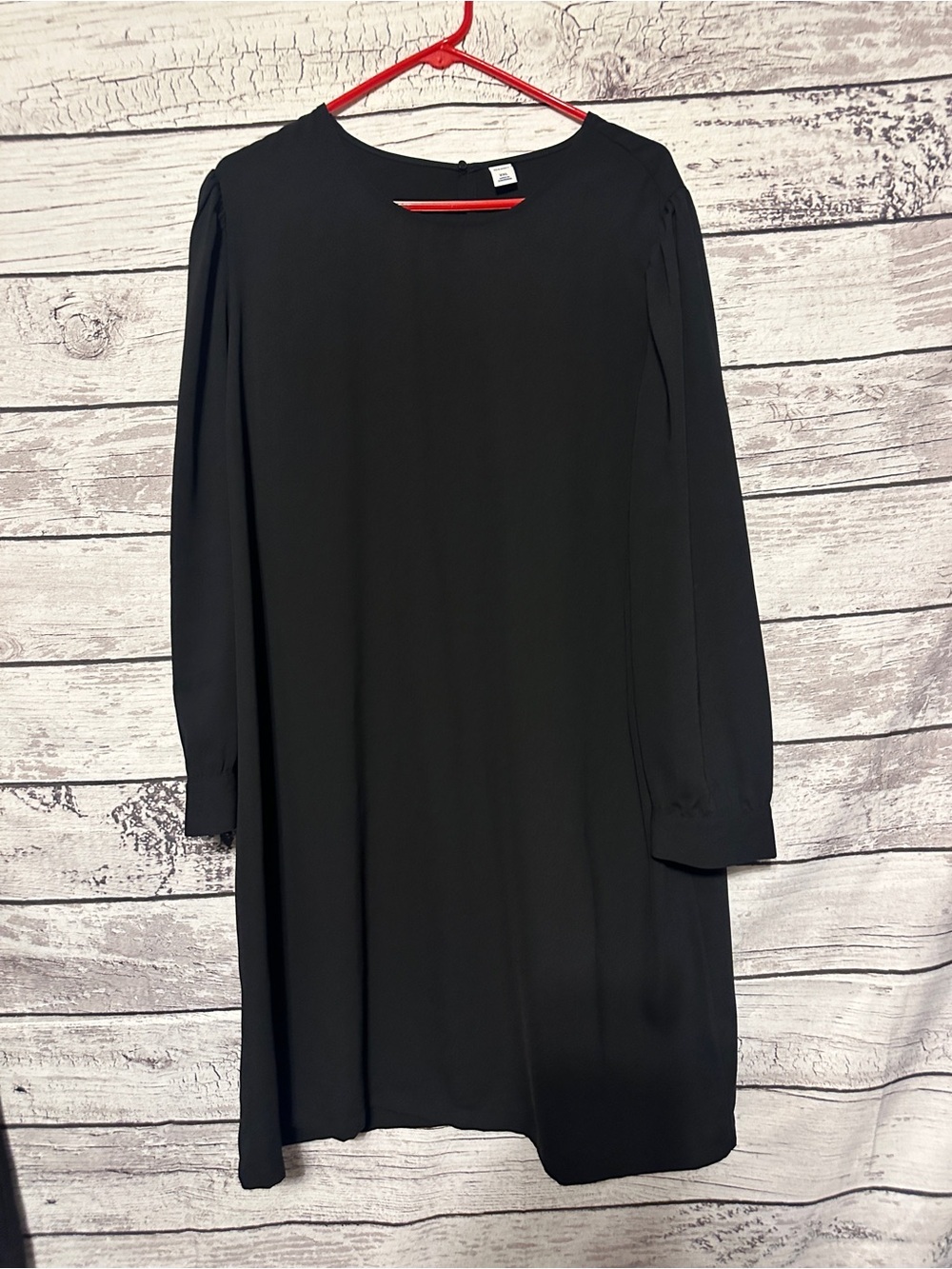 Old Navy Black Shift Dress XXL Long Sleeve Minimalist Work Office Career Classic